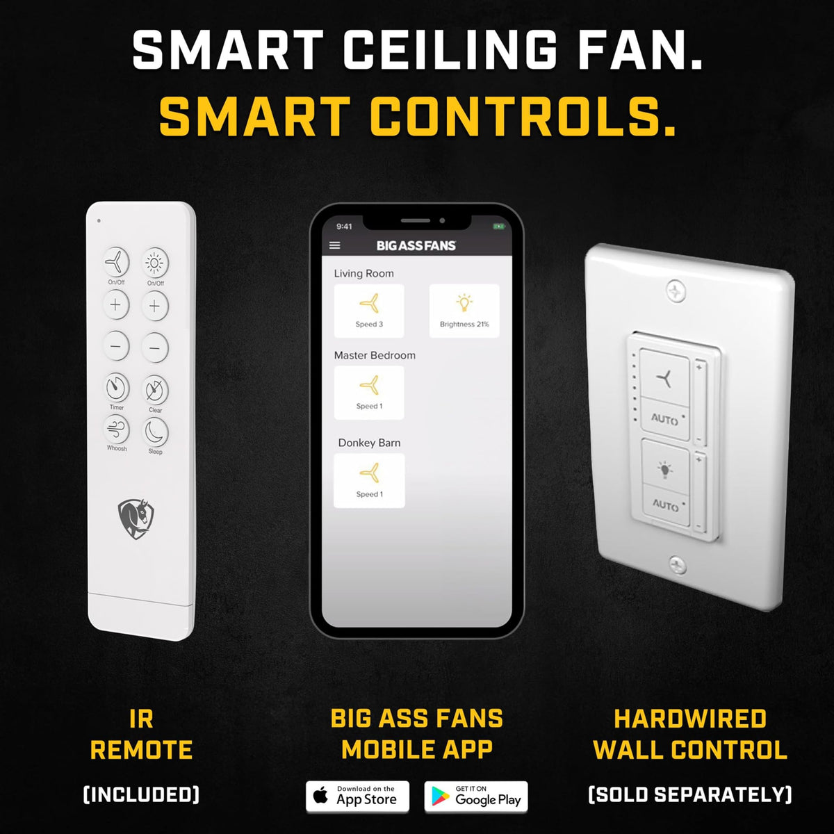 52" Smart Ceiling Fan with LED Light by Big Ass Fans – 52", Resin, White, Model Haiku L