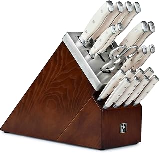 HENCKELS Forged Accent 20 Piece Self Sharpening Knife Block Set - Off-White Handles