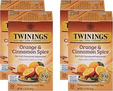 Twinings Orange & Cinnamon Spice Herbal Tea Individually Wrapped Bags, 20 Count (Pack of 4), Naturally Caffeine-Free, Enjoy Hot or Iced, 80 Teabags