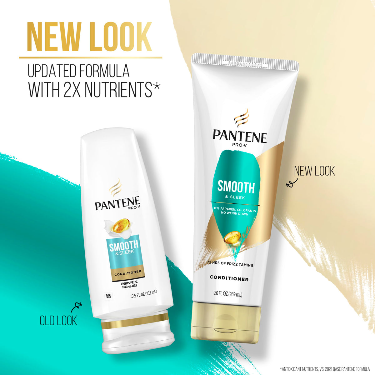 Pro-V Smooth & Sleek Duo Set Shampoo & Conditioner 12-12.6 Fl Oz by Pantene – 9.75 Fl Oz (Pack of 2), Pack of 2, Model 179795