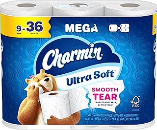 Charmin Ultra Soft Toilet Paper 9 Mega Rolls = 36 Regular Rolls