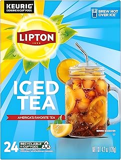 Lipton Unsweetened Black Iced Tea K-Cup Pods, 24 Pack for Keurig