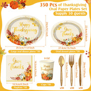 Pajean Thanksgiving Dinnerware Set, 350 Pieces, Gold Pumpkin