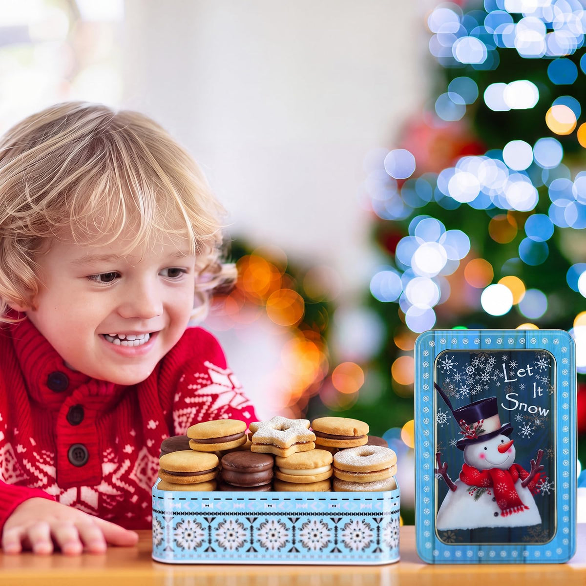 Landhoow Christmas Cookie Tins, 6 Pack, Multicolor Style 2