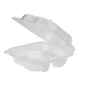 Genpak Clover Large 8" Three-Compartment Hinged Take-Out Container | Microwave Safe, BPA Free | Made in the USA | Case Count 