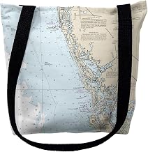 Betsy Drake TY11429KISM 16 x 16 in. Keewaydin Island Florida Nautical Map Tote Bag - Medium