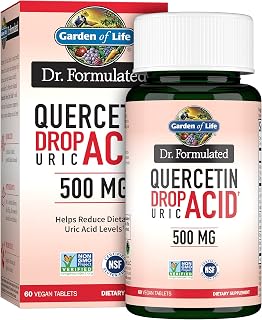 Garden of Life Dr. Formulated Quercetin Drop Uric Acid Support with Tart Cherry Extract, Vitamin C & Luteolin – Probiotic, Gluten-Free, Non-GMO, Vegan Tablets, 60 Count (Pack of 6)