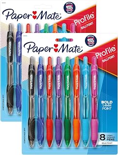 Paper Mate Profile Retractable Ballpoint Pens, Bold Point (1.4mm), Assorted Ink Colors, 16 Count