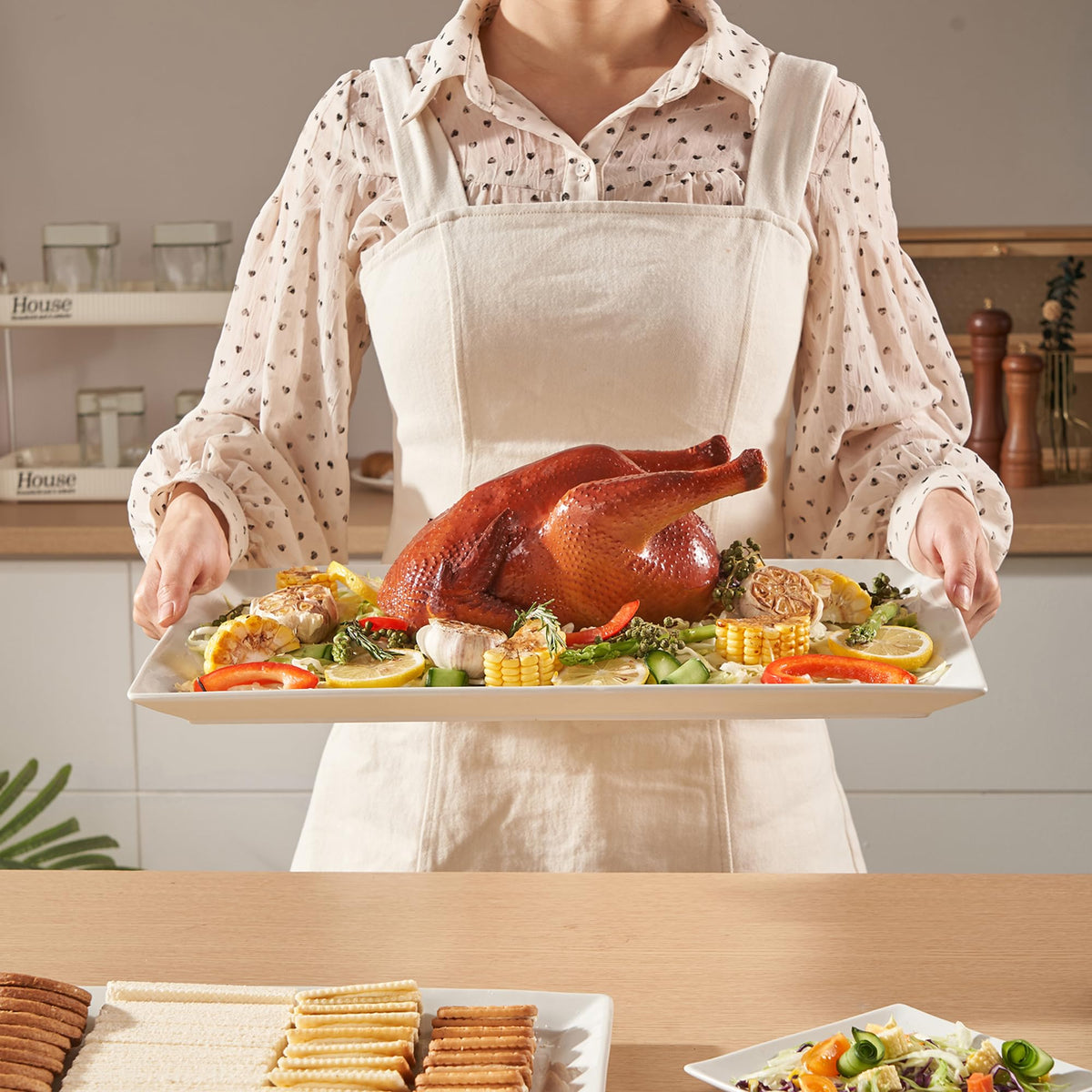 Meideal Porcelain Serving Platters, 18 x 12 Inch Rectangular, Set of 2 White