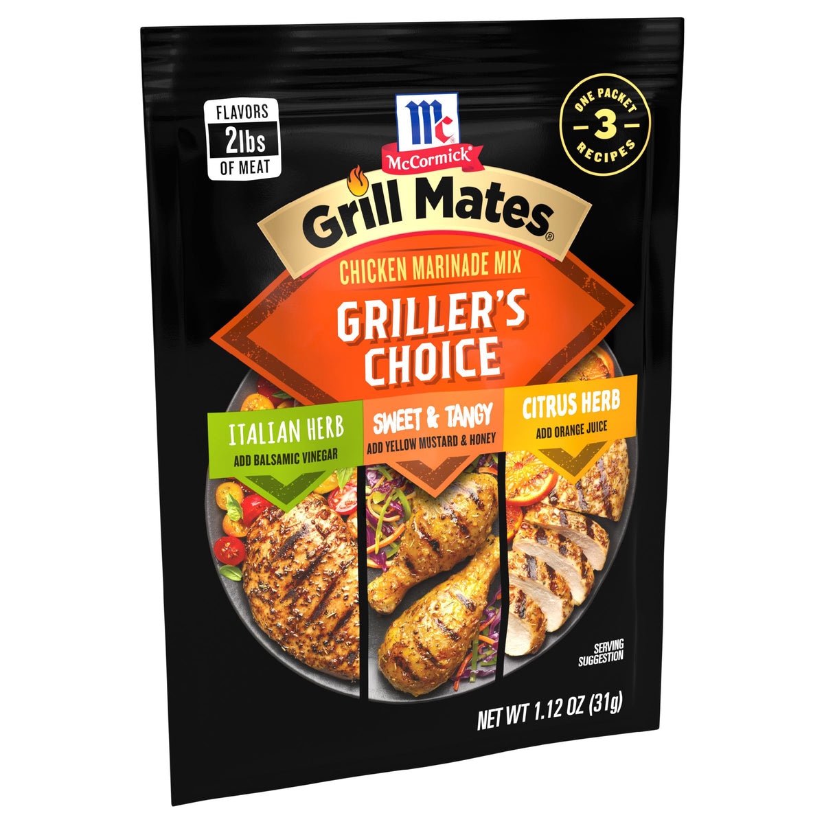 McCormick Griller's Choice Chicken Marinade Mix by Grill Mates – 1.12 Ounce (Pack of 12), Pack of 12