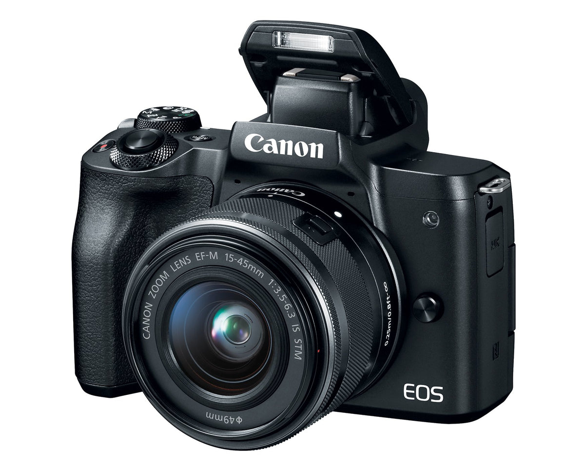 EOS M50 Mirrorless Vlogging Camera Kit with EF-M 15-45mm Lens by Canon – 45mm, Plastic, Black, Model 2680C011