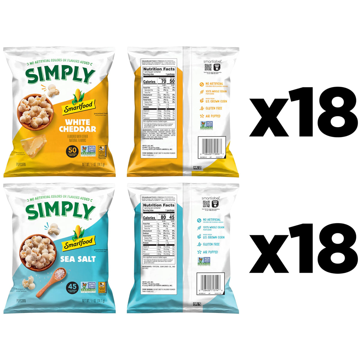 Smartfood Simply Smartfood Variety Pack / 0.5 Ounce (Pack of 36) / 1 Popped