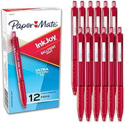 Paper Mate InkJoy 300RT Retractable Ballpoint Pens, Medium Point (1.0mm), Red Ink - 12 Count - Comfortable Rubber Grip, Ultra-Smooth Ink, Teacher Supplies