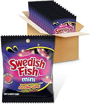 Swedish Fish Mini Glow Ups Strawberry-Watermelon Soft & Chewy Gummy Candy, Bulk Candy, 12 - 3.08 oz Bags