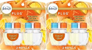 Febreze Plug In Air Freshener,Odor-Fighting Scented Oil Refill,Tropical Blend Scent,2 Refill,(Pack of 2)