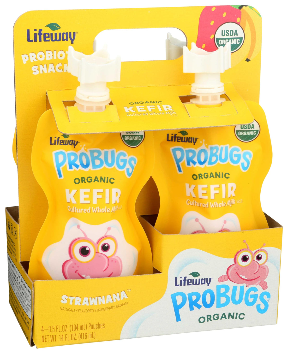 Lifeway Strawnana Organic Probugs Whole Milk Kefir by Lifeway Kefir – 3.5 Fluid Ounce