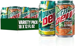 Mountain Dew 2 Flavor Baja Variety Pack (Baja Cabo Citrus, Baja Blast), 12 Fl Oz Cans (Pack of 18)