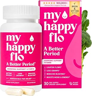 Heavy Period Relief Supplement, Cramps & Bloating, 60 Caps | Plant-based Gentle Iron, DIM, Magnesium & Vitamin D3 for irregular flow, fibroid & hormone support in women.