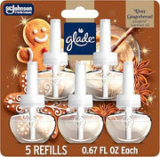 Glade PlugIns Scented Oil 5 Refills, Air Freshener, Cozy Gingerbread, 3.35 fl oz, Pack of 5