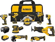 DEWALT 20V MAX 5Ah, Brushless 9 Power Tools with Battery, Charger, Drill, Impact Driver, Reciprocating Saw, Circular Saw, Oscillating Tool, Grinder, Orbit Sander, Impact Wrench, Flashlight (DCK921P1)