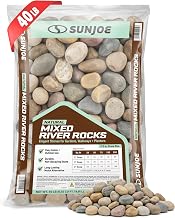 Sun Joe SJ-RK001-40 - Natural Mixed Decorative River Stones, 2-3 in, 40lb Bag