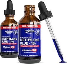 Methylene Blue 1% Liquid by PureGood – 60mL, Glass, Blue, Pack of 2, Model 1010
