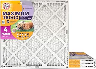 Arm & Hammer Max Allergen & Odor Reduction 14x14x1 Air and Furnace Filter, MERV 11, 4-Pack