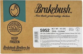 Brakebush Whole Grain Chicken Breast Patties, 10 Pound -- 1 each.