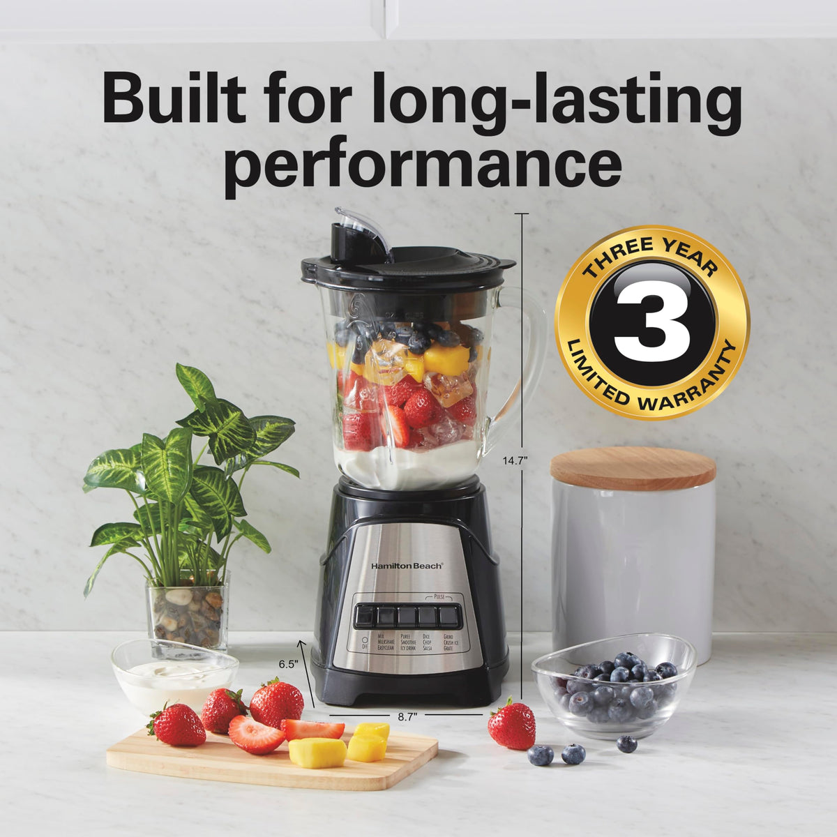 Hamilton Beach Black / 40 Oz. Glass Jar (Pack of 1) / Blender with 40 Oz Glass Jar Countertop Blenders