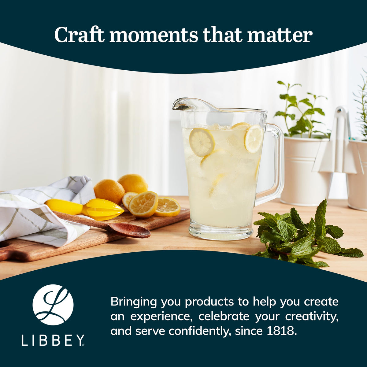 Glass Pitcher by Libbey – 60 Ounces, 60.0 fluid_ounces, Glass, Large Glass, Model 5260