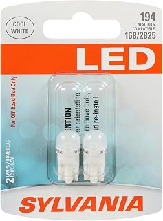 SYLVANIA 194 T10 W5W LED Mini Bulb, White, Interior Lighting, 2-Pack