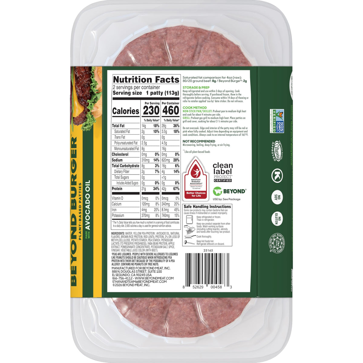 Alternative Meat Burger, 8 Ounce by BEYOND MEAT – 8 oz, Model 1B01
