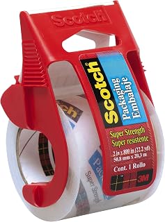 Scotch Heavy Duty Shipping Packaging Tape, 1 Roll with Dispenser, 1.88" x 22.2 Yards, 1.5" Core, Great for Packing, Shipping & Moving, Clear (341)