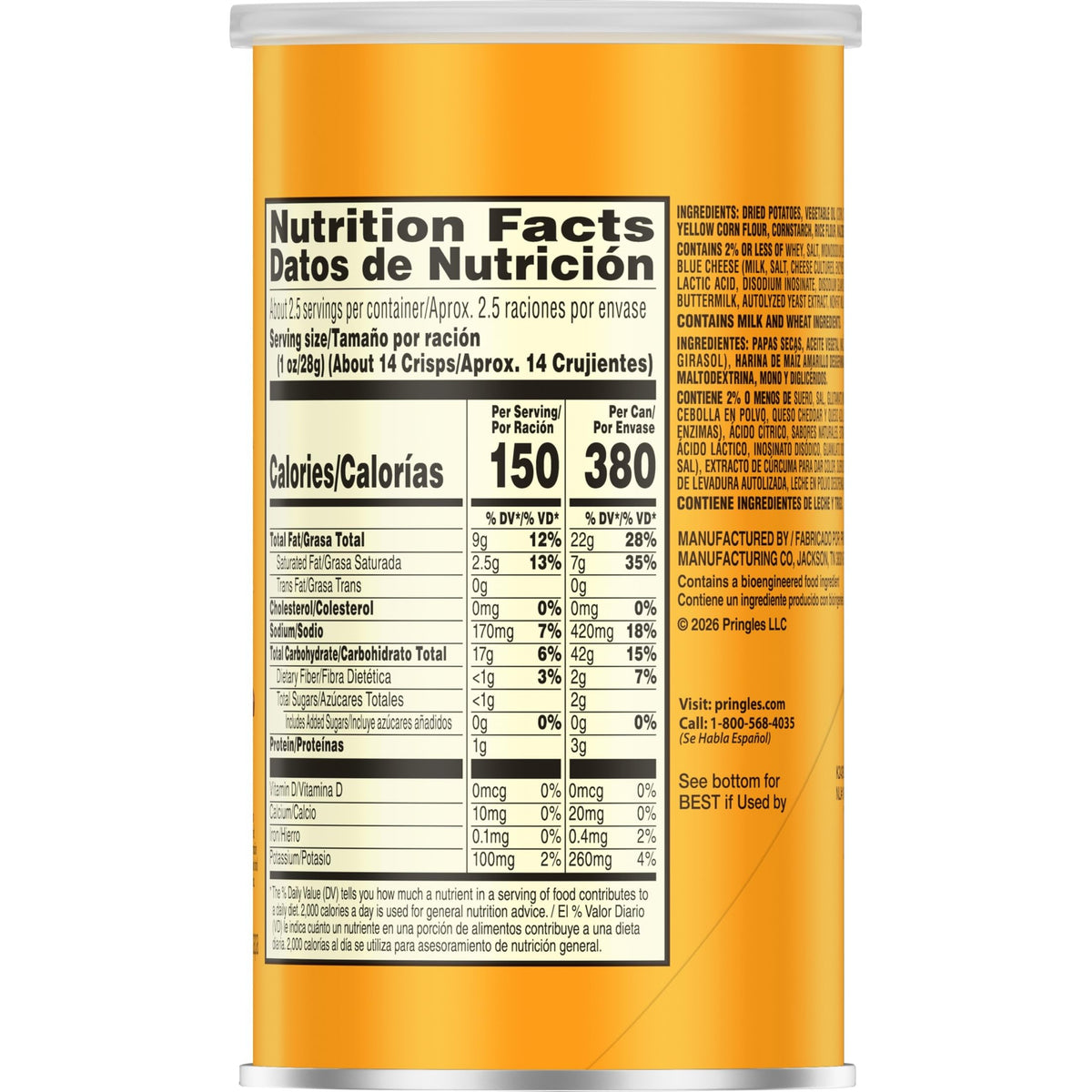 Pringles Cheddar Cheese / 2.5 Ounce (Pack of 12) / 12 Cans (2.5 Ounce Can) Potato