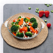 FEOOWV Round Glass Pie Pan, 8 Inch with Handles, Clear