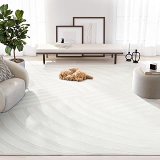 Abani Zen 2' x 3' Cream Rug – Neutral Modern Linear Pattern, Small Soft Accent Rug for Entryway & Bedroom, Durable & Easy to Clean