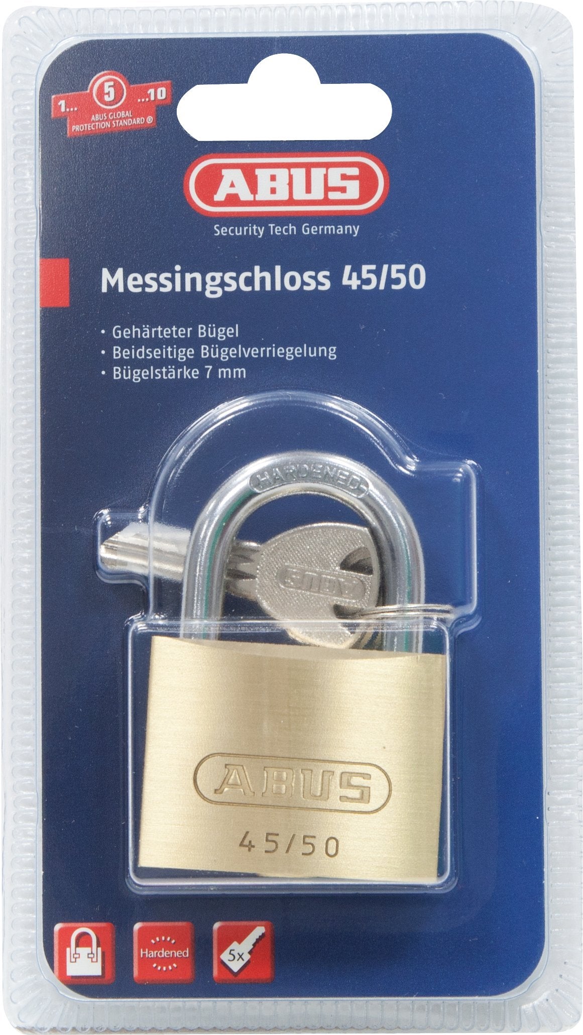ABUS 50mm / Single / 5 keys / Single / 5 Schlüssel Keyed Padlocks