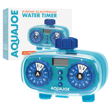 Easy 2-Zone Electronic Timer w/13 Program Presets by Aqua Joe – Blue, Model AJ-ET2Z