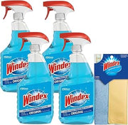 Windex Original Glass Cleaner, 4 36oz Spray Bottles with Microfiber Cloth - 144oz Total
