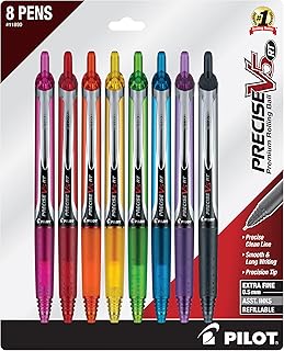PILOT Precise V5 RT Rolling Ball Pens, 0.5 mm, Pack of 8