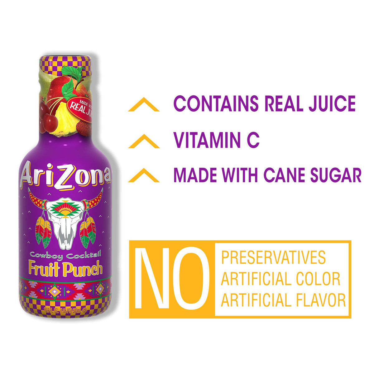 Fruit Punch by AriZona – 16.9 Fl Oz (Pack of 20), Purple, Pack of 20