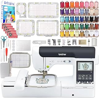 Brother SE2000 5" x 7" Combo Embroidery & Sewing Machine with 4 Magnetic Embroidery Hoops, 40pc Embroidery Threads & Accessories Kit