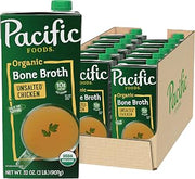 Pacific Foods Organic Unsalted Chicken Bone Broth, 32 oz Carton (12 Pack)