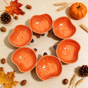 Gooyule Pumpkin Bowls, 6 oz Ceramic Ramekins, Set of 6, Orange