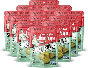 SuckerPunch Pickles in a Pouch, Three Pepper, 3.4oz Low Calorie