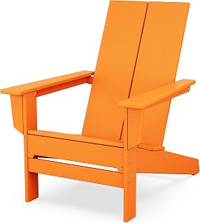 Polywood Contemporary Modern Adirondack Chair in Tangerine