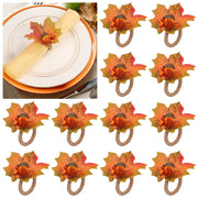 Alphatool Thanksgiving Napkin Rings, Maple Leaf Acorn Design, Set of 12