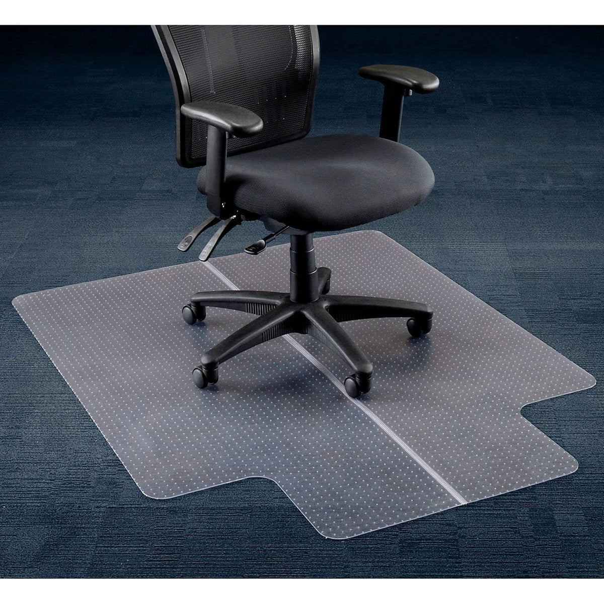 46" W x 60" L Office Chair Mat w/ 25" x 12" Lip for Carpeted Floor by ALECO – 60"L x 46"W, Vinyl, Clear, Model 120229