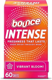 Bounce Intense Dryer Sheets, Vibrant Bloom, 60 Count, Scent Boosting Dryer Sheet (Pack of 6)