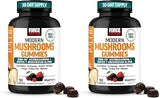 Force Factor Modern Mushrooms Gummies, Fruiting Body Mushroom Blend + KSM-66 Ashwagandha to Support Calm, Focus, Clarity, Stress & Immune Health, Mixed Berry Flavor, 90 Gummies (Pack of 2)